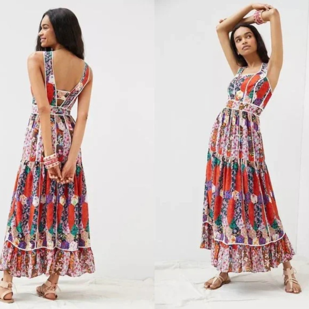 Anthropologie Bhanuni By Jyoti Square Neck Maxi Dress
